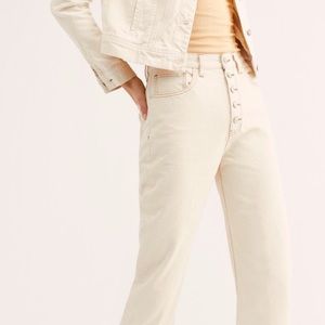 Free People cream/winter white straight leg jeans